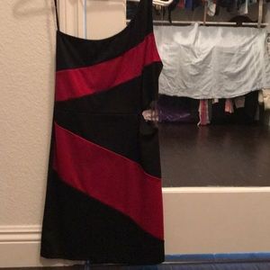 Black and red mini dress